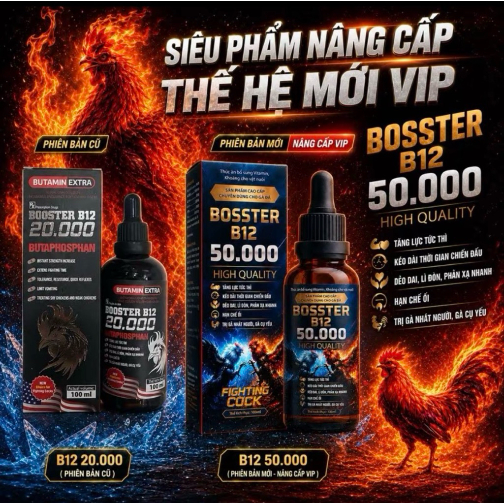 B12 - 50.000 bản mới từ B12-20.000 Booster B12 nuôi chế độ cao cấp giúp gà sung hừng cự mạnh nhanh l