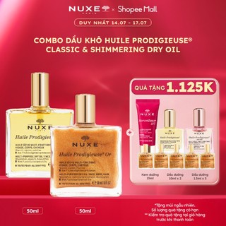Combo Dầu khô đa năng Nuxe Huile Prodigieuse Multi-Purpose Dry Oil & Shimmering Dry Oil 50ml
