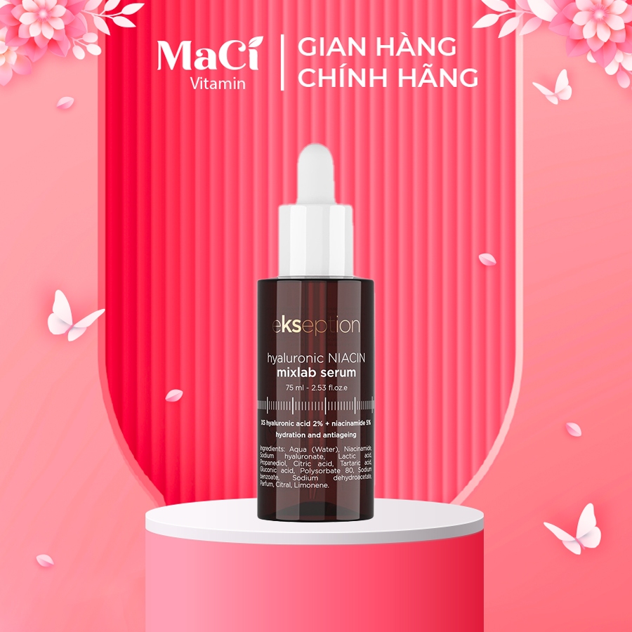 Serum HA + 5% B3 hỗ trợ mờ thâm mụn Ekseption Hyaluronic Niacin 75ml