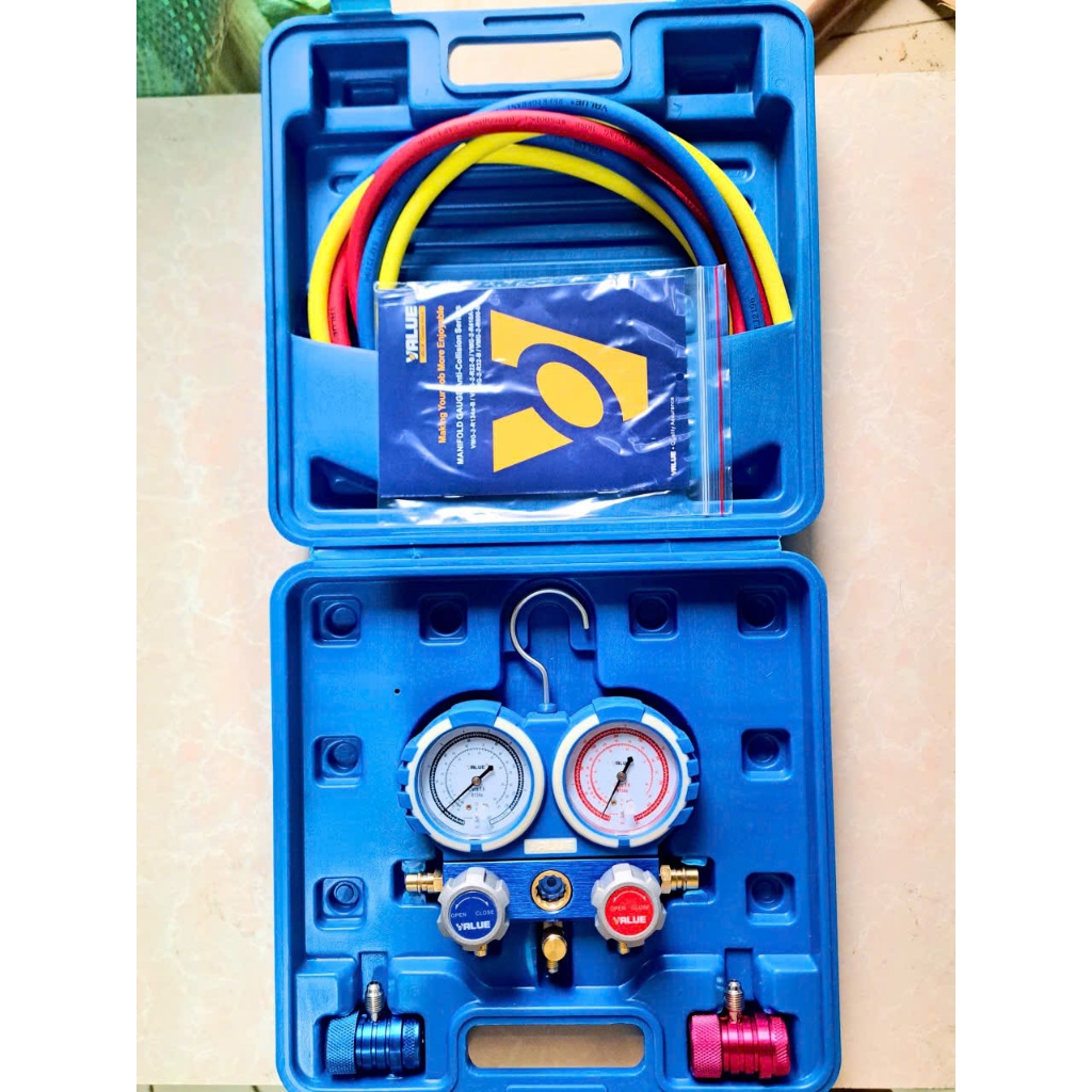 Bộ Đồng hồ nạo gas  R134a đôi VALUE VMG-2-134a-B (Nạp gas ô tô)