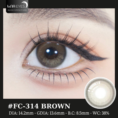 [SALE] Lens mắt FC-314 Brown màu nâu tự nhiên, viền nhạt, size vừa - thương hiệu LUNA EYES