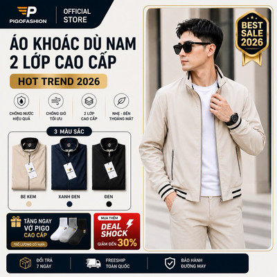 Áo khoác dù nam chính hãng không nhăn SPMAKD904 chất dù cán hai lớp xịn form đẹp PigoFashion