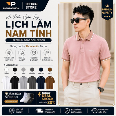 Áo thun nam polo cổ bẻ chất liệu cao cấp Pigofashion SPMPPL36