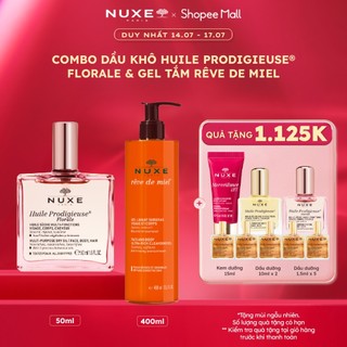 Combo Dầu khô hương hoa Nuxe Huile Prodigieuse Florale Multi-Purpose Dry Oil 50ml & Gel rửa mặt và tắm toàn thân 400ml