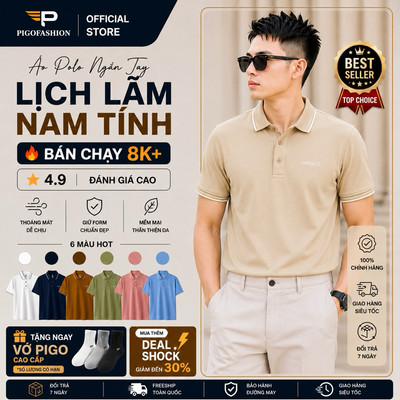 Áo thun polo nam vải cá sấu cotton thoáng mát thấm hút co giãn thoải mái SPMAB19 Pigofashion