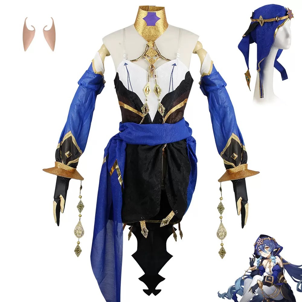 Genshin tác động Layla Sumeru Cosplay trang phục Layla bộ đầy đủ mặc đầu váy vớ tóc giả Anime Cospla