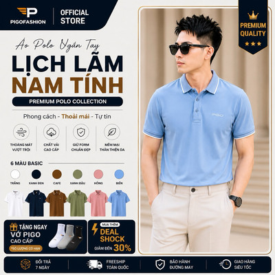 Áo thun polo nam tay ngắn viền phối bo co giãn thoáng mát SPMPPL36 PIGOFASHION