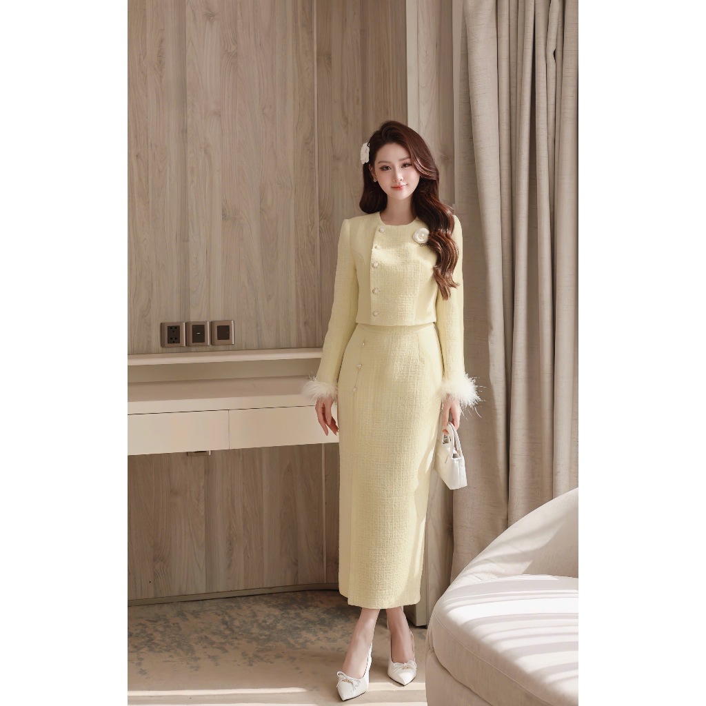 Set Dạ Tweed Đính Tay Lông Lavish Design - Bộ Tweed Nữ Thiết Kế Cao Cấp Thanh Lịch Công Sở S1230