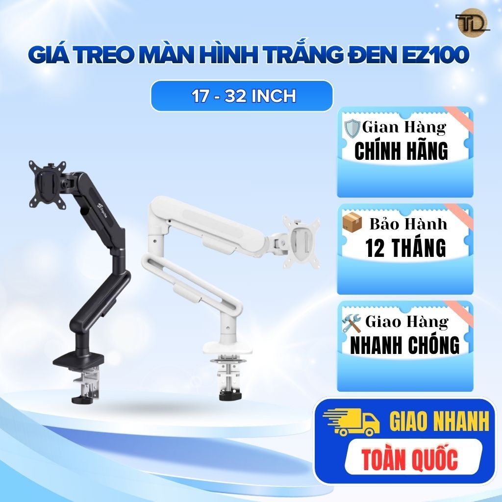 North Bayou (NB) Giá Treo Màn Hình EZ100 Hợp Kim Nhôm Đen/Trắng 27-40 Inch Tay Đỡ VESA 75x75 100x100