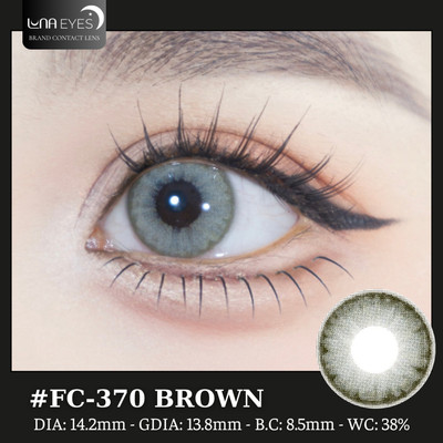 [6 tháng] Lens mắt FC-370 Brown màu nâu rêu nổi bật, có viền, size vừa - thương hiệu LUNA EYES