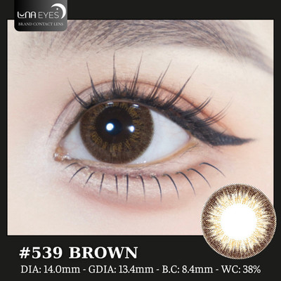 [SALE] Lens mắt 539 Brown màu nâu vân tia viền nhám tự nhiên, size nhỏ - LUNA EYES brand