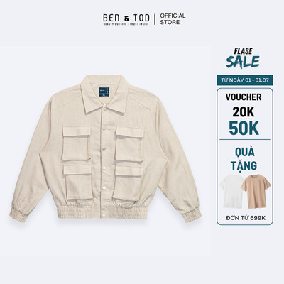 Áo khoác nam Ben & Tod RB1115 BE589 chất liệu linen chuẩn form nam tính trẻ trung năng động Form Regular Boxy
