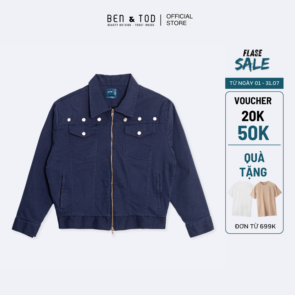 Áo khoác nam Ben & Tod RB1133 BE200 chất liệu kaki dày dặn, đứng form, cao cấp, ít nhăn