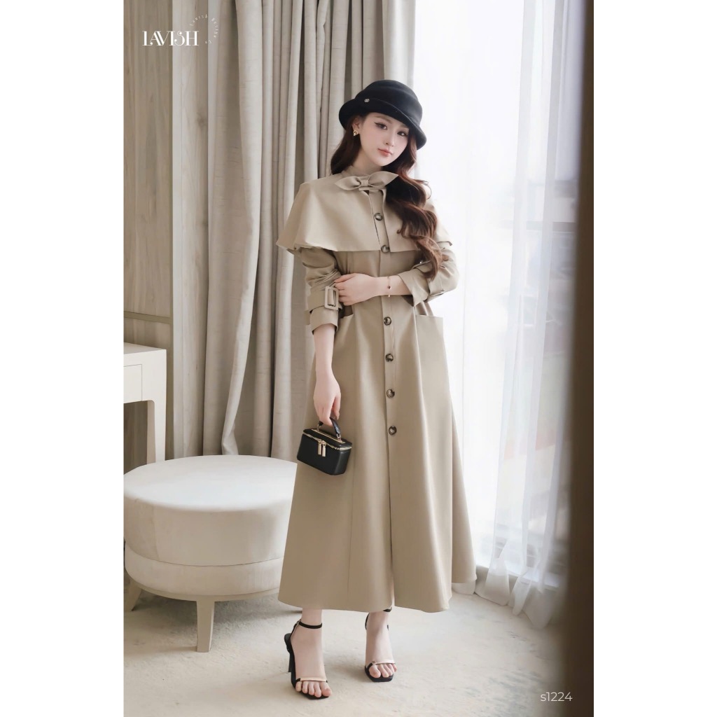 Váy Kaki Choàng Lavish Design - Đầm Kaki Nữ Thiết Kế Cao Cấp Thanh Lịch, Phù Hợp Trong Mọi Dịp S1224