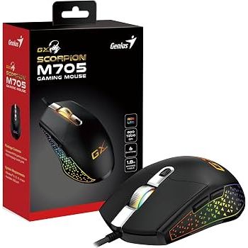 Chuột Gaming Genius Scorpion M705 RGB 7 Màu 6 Nút DPI 7200 Dây Bện 1.8M