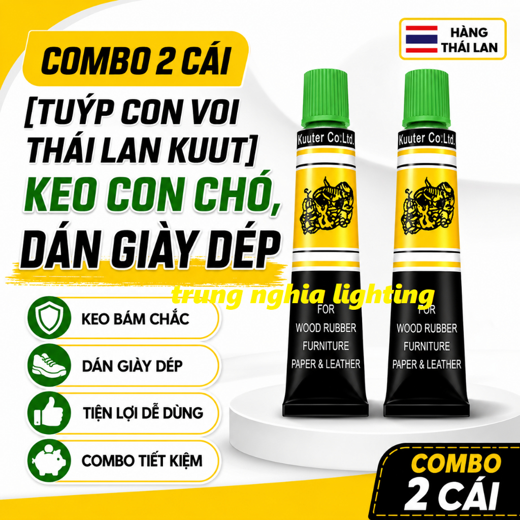 Combo 2 cái [Tuýp con voi Thái Lan Kuut] Keo con chó, dán giày dép
