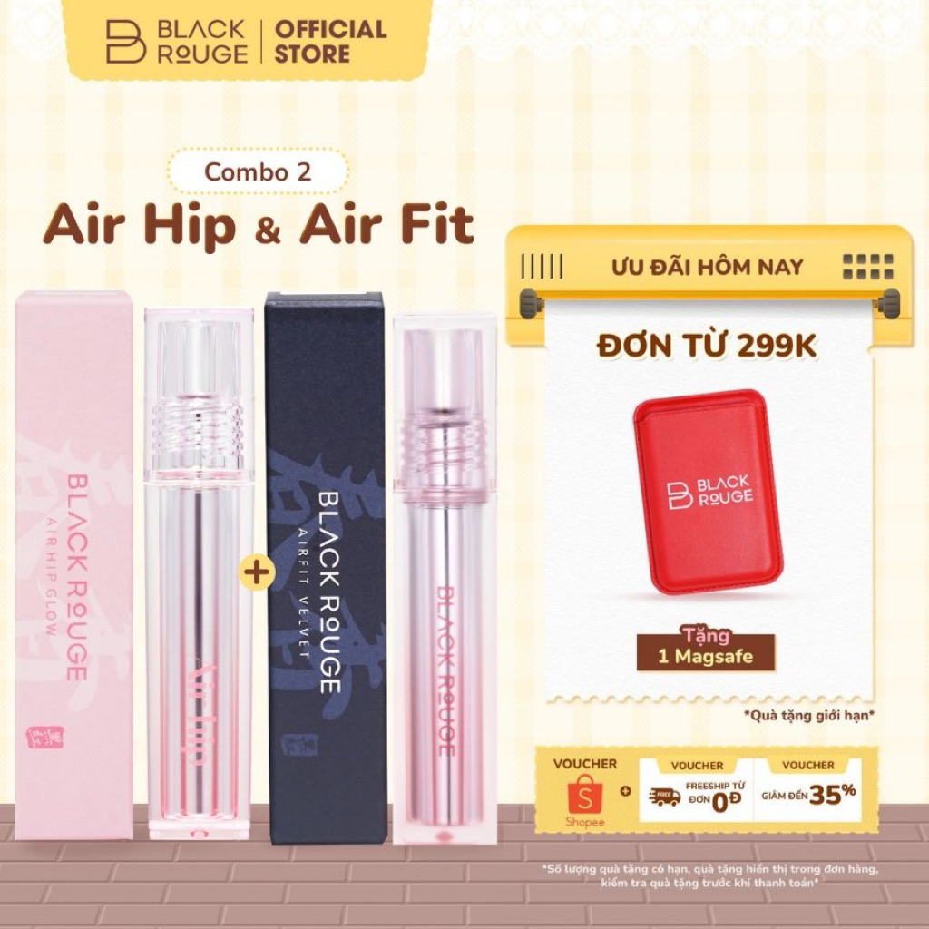 [COMBO BEST SELLER] Son Air Fit Velvet Lite + Son  Air Hip Glow Tint Back Rouge