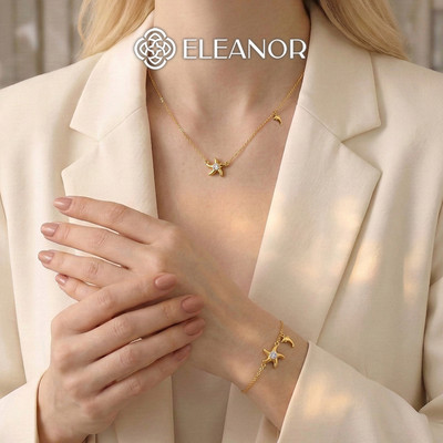 Dây chuyền vòng tay nữ titan Eleanor Accessories bộ trang sức hình ngôi sao phụ kiện trang sức 12153