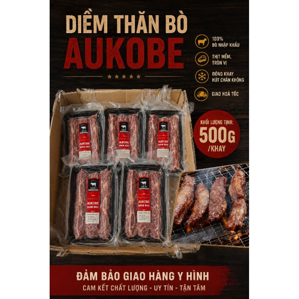 Diềm thăn bò tuyết Aukobe. khay 500g (giao hoả tốc)