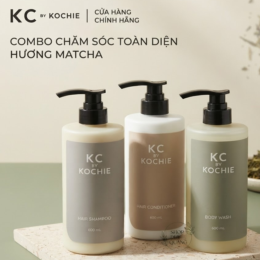 COMBO CHĂM SÓC TOÀN DIỆN HƯƠNG MATCHA KC BY KOCHIE (DẦU GỘI - DẦU XẢ - SỮA TẮM) CHÍNH HÃNG 600ML