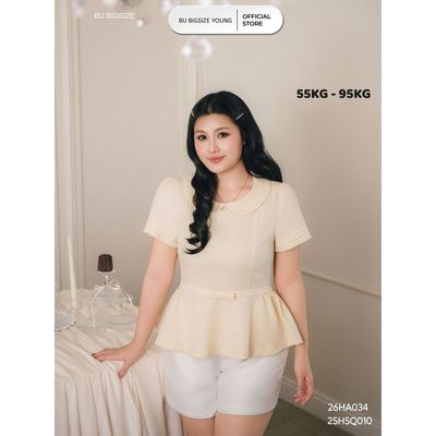 Áo peplum nơ eo bấu ly tay BIGSIZE (55kg đến 95kg) – 26HA034 - [BU Bigsize Young]