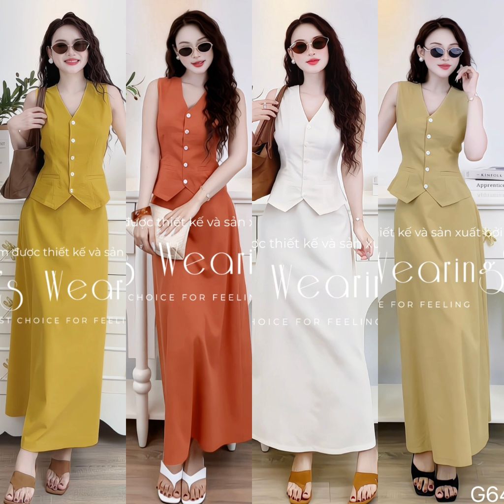 Sét Váy Gile Công Sở, Dạo Phố LEOSWEARING Kèm Chân Váy Dài G639 G640
