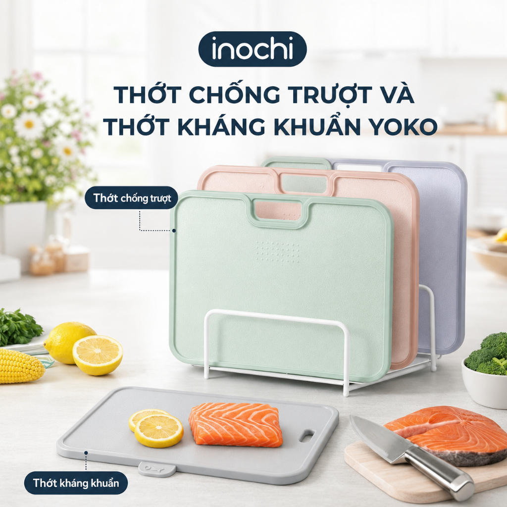 Thớt Kháng Khuẩn & Thớt Chống Trượt Inochi Yoko: An Toàn, Chống Trượt, Cho Bếp…