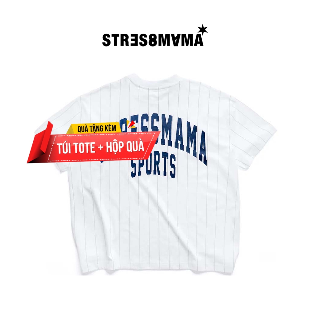 SSMA - Áo Thun SSMA Sport567Striped T-Shirt Vải Cotton 100% Form Big Boxy / White