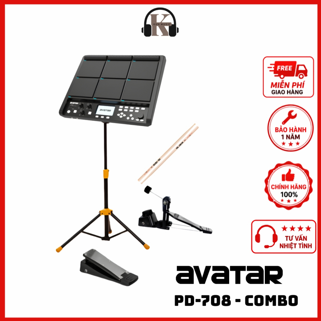 Combo Trống điện Avatar PD708 chính hãng-KUN MUSIC