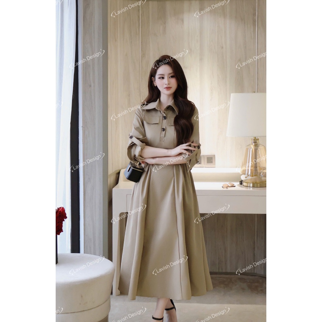 Váy Kaki Hàn Dáng Dài Lavish Design - Đầm Thiết Kế Nữ Cao Cấp Thanh Lịch Phù Hợp Trong Mọi Dịp S1268