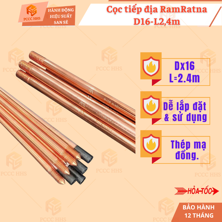 CỌC TIẾP ĐỊA RAMRATNA DX16-L-2400MM.