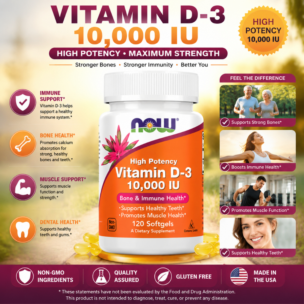 Now Vitamin D3 2000 IU 120 softgels/Now Vitamin D3 10000 IU 120 softgels