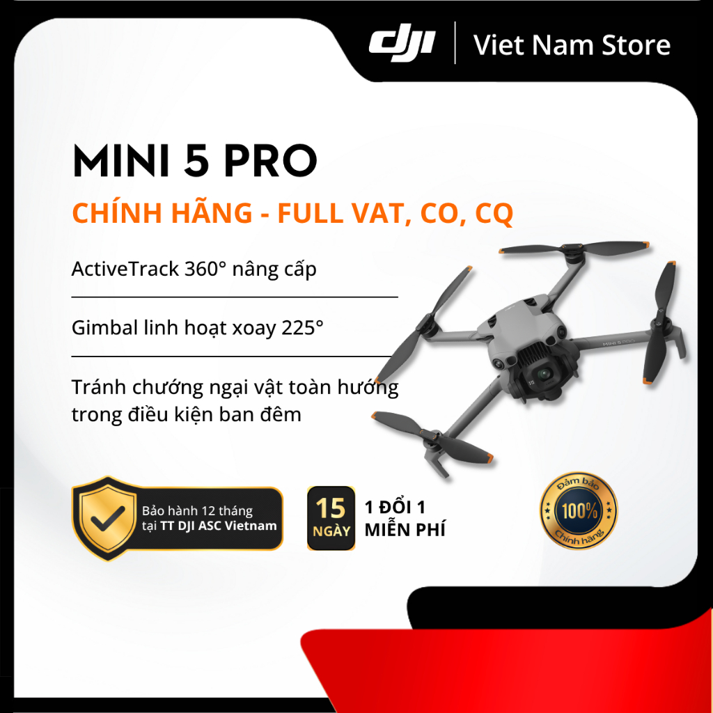 [Rẻ vô địch] | Full VAT, CO, CQ Flycam DJI Mini 5 Pro | Cảm biến 1 inch, Quay 4K HDR, Tránh vật cản