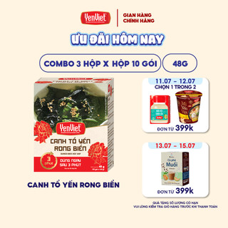 Combo 3 hộp canh tổ yến rong biển Yến Việt sấy thăng hoa, chay mặn đều dùng được, dùng ngay sau 3 phút,hộp 10 gói x 4,8g