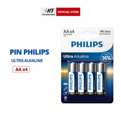 Pin Philips Ultra Alkaline AA AAA 1.5V Chính Hãng – Pin Kiềm Vỉ 4 AA / Vỉ 2 AAA Cho Remote, Chuột, Đồ Chơi