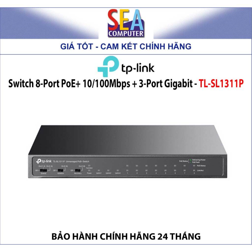 TP-LINK Switch 8-Port PoE+ 10/100Mbps + 3-Port Gigabit - TL-SL1311P