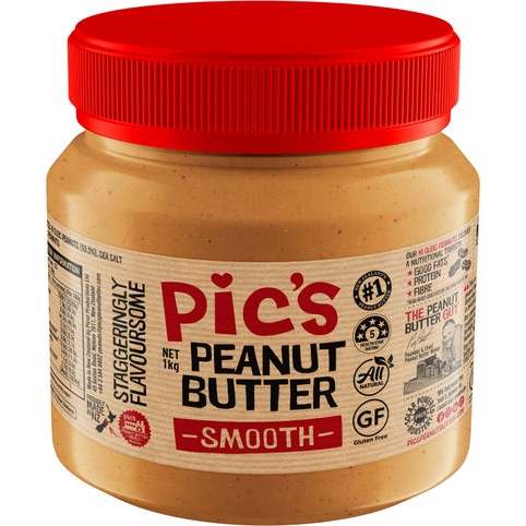 HŨ LỚN 1kg BƠ ĐẬU PHỘNG GIÒN Pic's Peanut Butter CRUNCHY / NO SALT, GLUTEN FREE, 100% TỰ NHIÊN