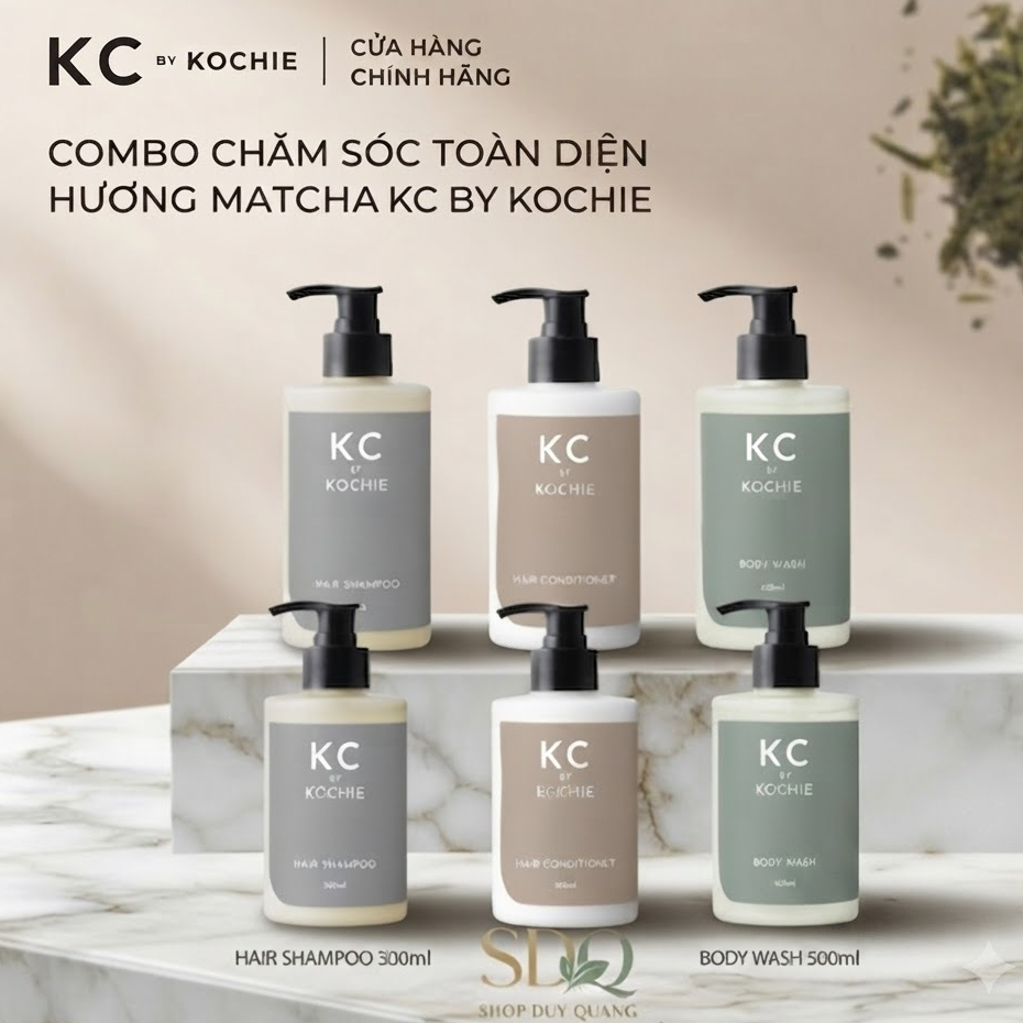 COMBO CHĂM SÓC TOÀN DIỆN HƯƠNG MATCHA KC BY KOCHIE (DẦU GỘI, DẦU XẢ, SỮA TẮM) CHÍNH HÃNG 300ML/600ML