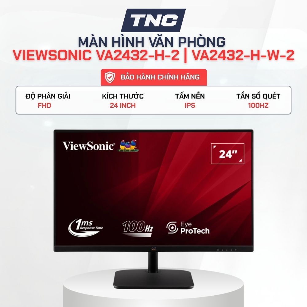 Màn Hình Văn Phòng ViewSonic VA2432-H-2 | VA2432-H-W-2 (23.8 inch/ FHD/ IPS/ 100Hz) - BẢO HÀNH 36 TH