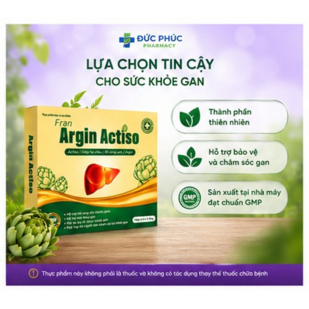 Fran Argin Actiso Bổ Sung Actiso Diệp Hạ Châu Bồ Công Anh Argin Hộp 4 Vỉ x 5 Ống