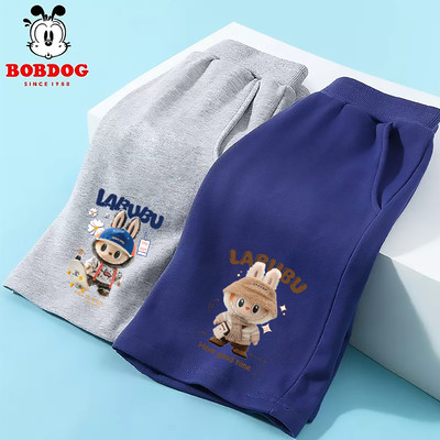 Quần đùi bé trai BOBDOG quần short thể thao chất liệu da cá mềm mịn in hình Labubu cho bé