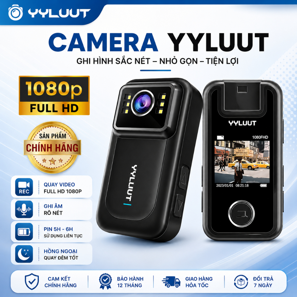 Camera Hành Trình YYLUUT L9 Full HD 1080P - Camera Mini Quay Ngày/Đêm, Ghi Âm, Chống Nước IP67, Lắp 