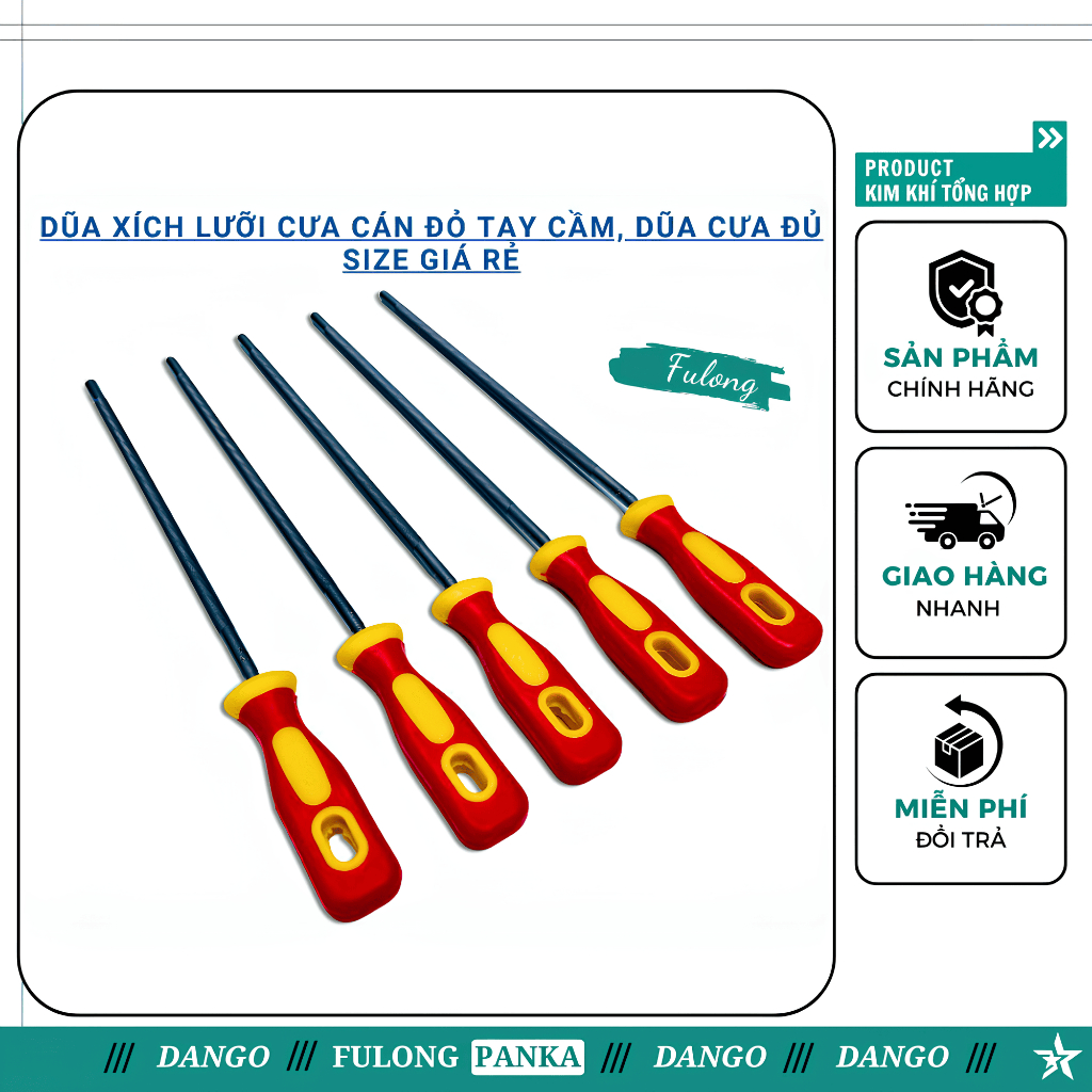 Dũa Xích Cưa STRTEEL, Combo 5 Dũa xích có tay cầm nhỏ gọn, thuận tiện cho dũa xích máy cưa cầm tay, 