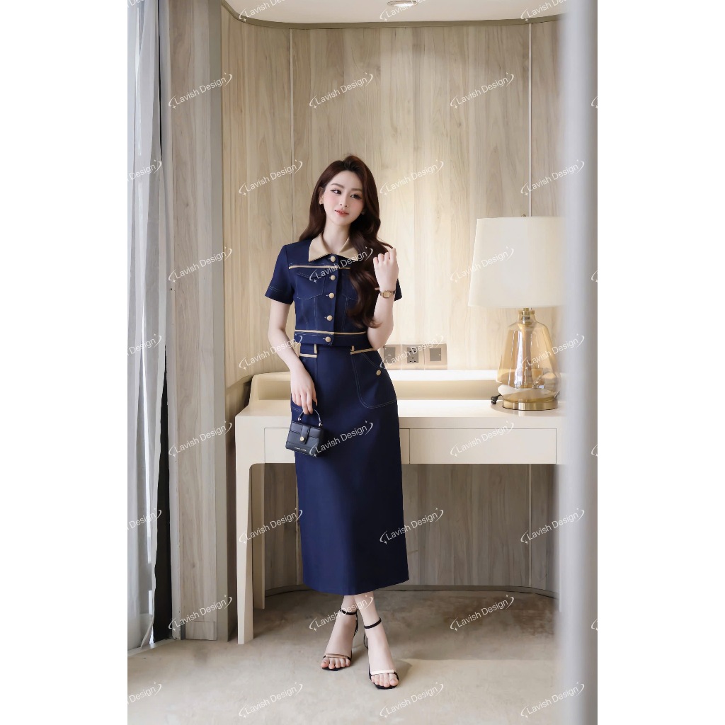 Set Áo Bò Chân Váy Dài Lavish Design - Bộ Jean Nữ Thiết Kế Cao Cấp Thanh Lịch Sang Trọng S1271