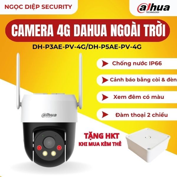 Camera IP Dahua 4G DH-P3AE-PV-4G/DH-P5AE-PV-4G Giá Rẻ, Full-Color Ban Đêm, AI Phát Hiện Người, Đàm T