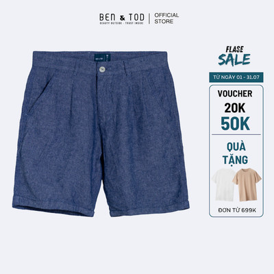 Quần short linen nam Ben & Tod 20393 chất linen cao cấp ít nhăn Slimfit