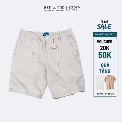 Quần short linen nam Ben & Tod SL2250 20392 chất linen cao cấp ít nhăn Slimfit