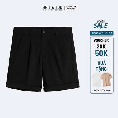 Quần short tây nam Ben & Tod RE2220 BD487 form suông dày dặn đứng form nam tính cao cấp trên gối
