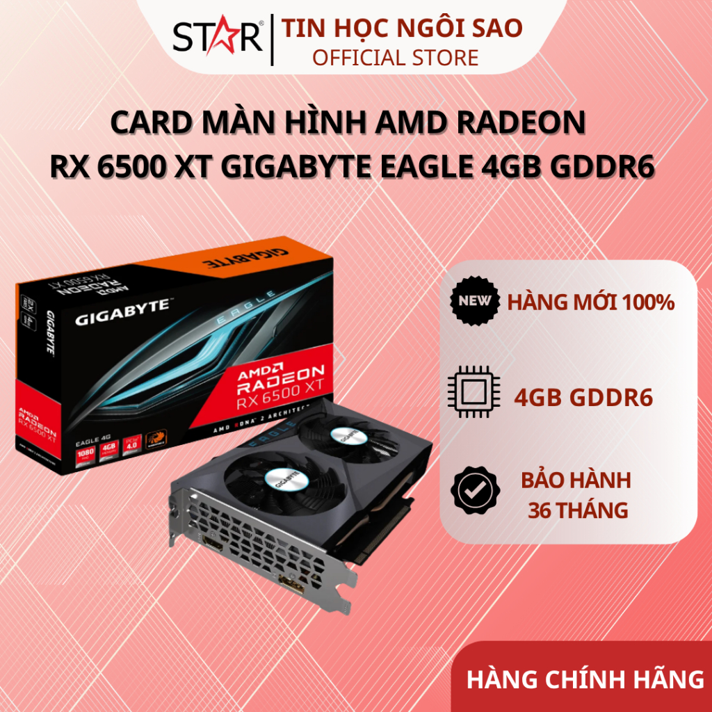 Card Màn Hình Gigabyte Radeon™ RX 6500 XT EAGLE 4G - Bảo hành 36 tháng