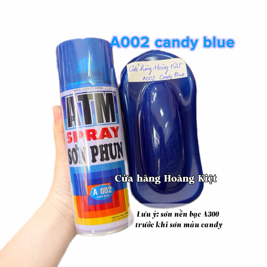 Sơn Xịt Xe Máy Màu Xanh Candy A002 (Candy Blue) Chai 400ml